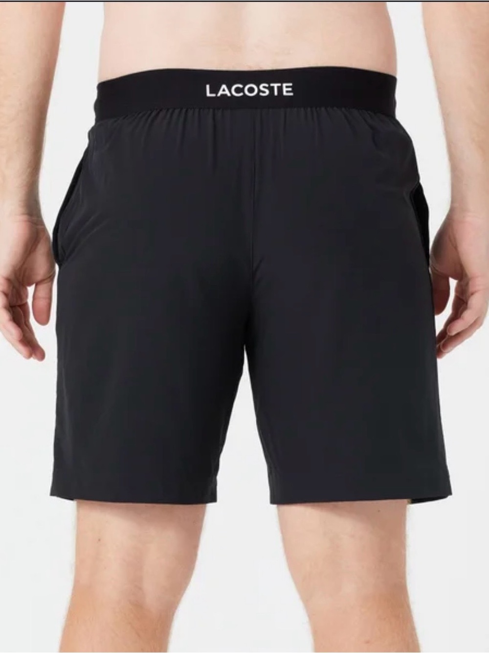 Lacoste Black Elastic-Waist Athletic Shorts